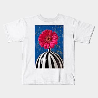 Dark Pink Mum In Striped Vase Kids T-Shirt